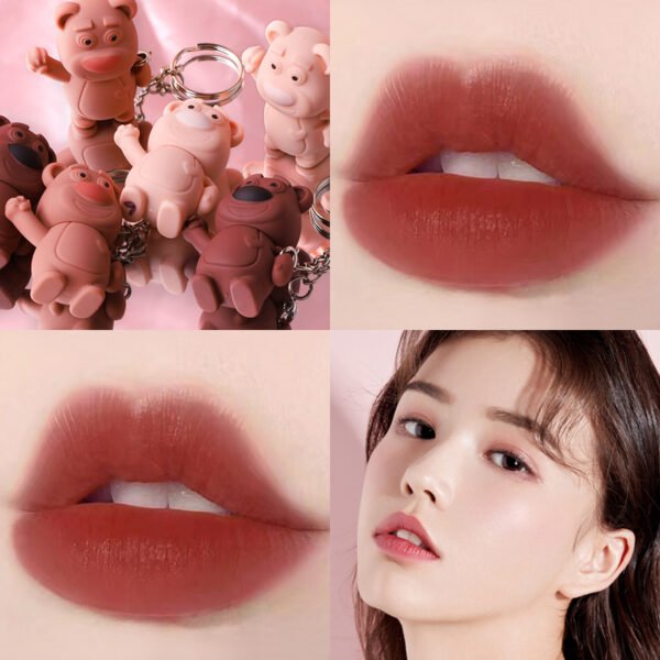 Makeup Keychain Bear Lip Mud Non-Stick Cup Lipstick Vegan Lip Gloss Matte Mist Lip Glaze