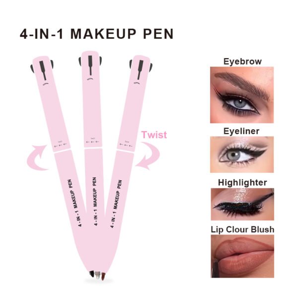 4 in1 Makeup Pen 4 Colors Eyebrow Eyeliner Lipliner Highlighter Pencil